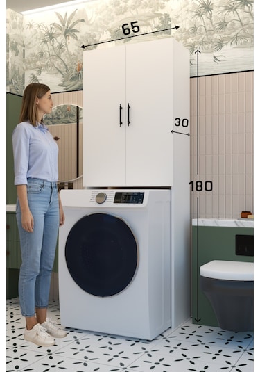 Terra İki Kapaklı Çamaşır Makinesi Dolabı Beyaz