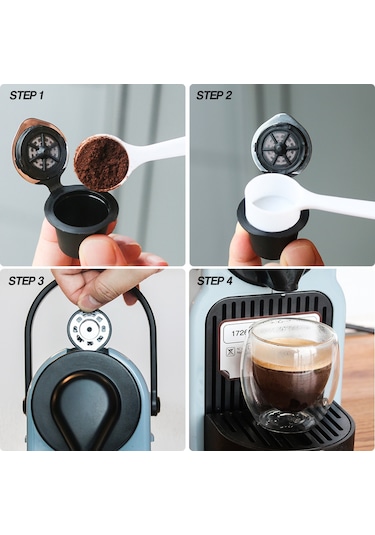 Jeemson Yeniden Kullanılabilir Kahve Kapsülü, Paslanmaz Çelik Ve Kauçuk, Nespresso Uyumlu, Siyah, 27x37mm Diğer