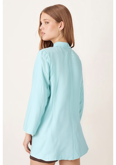 Armonika Kadın Turkuaz Cepli Oversize Ceket Arm-26k001005