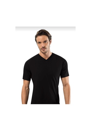 Erdem 1167 Erkek Kısa Kol V Yaka Atlet 6 Adet Siyah