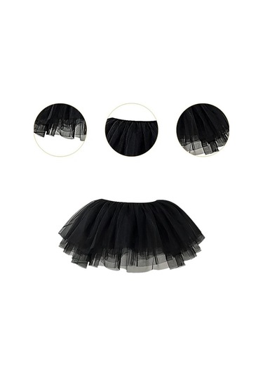 Fastbuy Sunték Kadın Tül Etek Çembersiz Bale Dansı Gelinlik Elbisesi Siyah Moda Güzellik Siyah