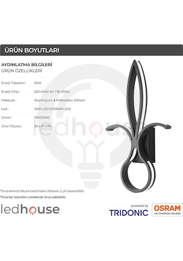 Lily Modern Dekoratif Duvar Aplik Linear Led Aydınlatma Lineer