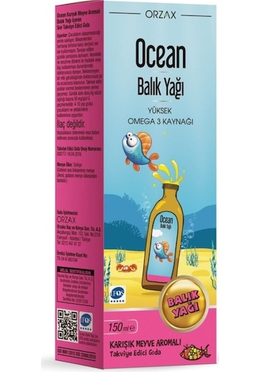 Ocean Karışık Meyve Aromalı Balık Yağı Şurup 150 ML