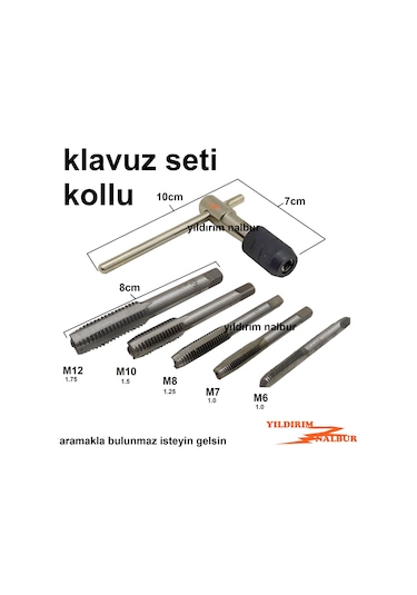 Klavuz Seti Kollu Civata Diş Açma Set 6 Parça Ekonomik Set Hss Kl