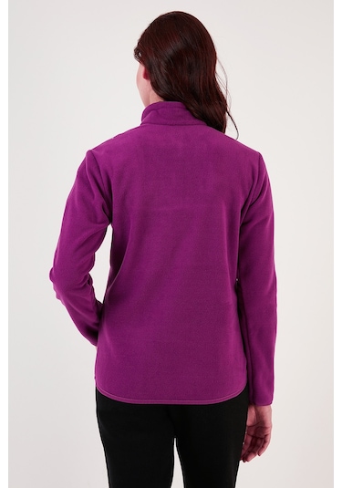 Lela Slim Fit Yumuşak Dokulu Anti-Pilling Tüylenme Yapmayan Yarım Fermuarlı Bayan Polar 5907000 Mor