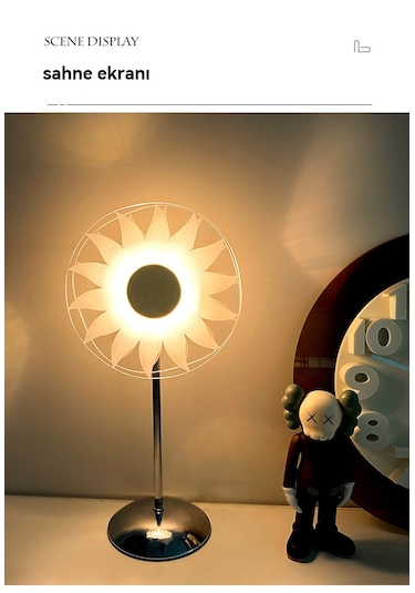 Yaratıcı Ayçiçeği Yatak Odası Atmosferi Masa Lambası-yel Değirmen Gümüş