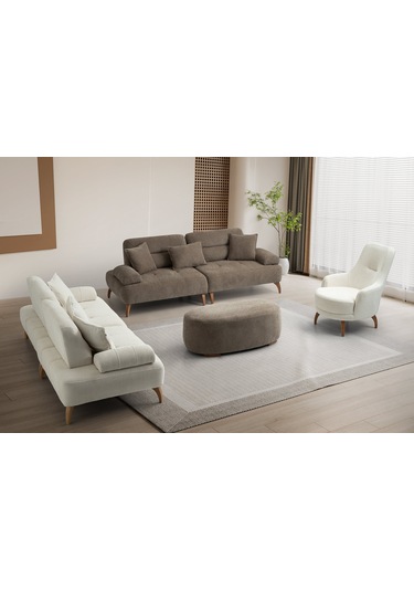 Riva Ahşap Ayaklı Beyaz Berjer Beyaz