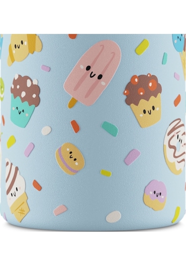 Kids Bottle Sweet Friends Pipetli Paslanmaz Çelik Çocuk Su Matarası 250 Ml Mavi