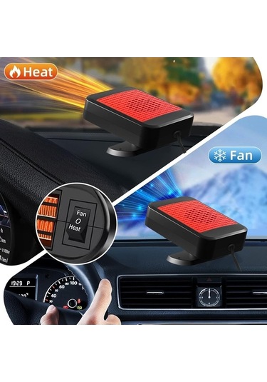 Wondernest 2025 Yükseltmesi Taşınabilir Lichen Isıtıcı, Hızlı Fan, Çözücü Buz Araba Aracı 2'si 12v İçin Siyah