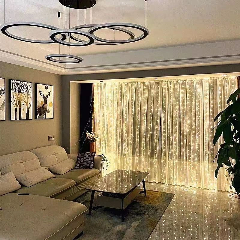 Yuntech01 Yatak Odası Dekoratif Işık Şeridi, Perde Arka Plan Işığı, 3m 300 Led, Pil Ve Kumanda Kontrollü, Yıldız Desenli Ambiyans Lambası Beyaz