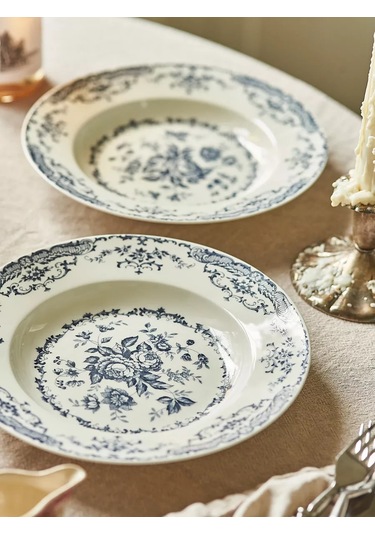 Roomi Desenli Seramik Derin Tabak 400 Ml, 2 Parça Set 237490725 Sütlü