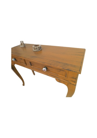 Masifart Latus 100 Cm Hardal Eskitme Dresuar Çekmeceli Makyaj  Mas Kahverengi