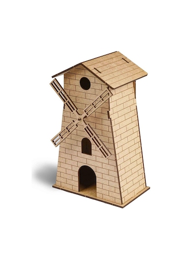 3D Ahşap Yel Değirmeni Maketi Boyanabilir Ahşap Maket