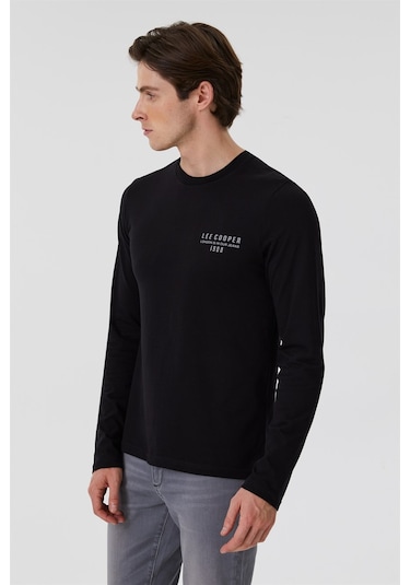 Lee Cooper Renzo Erkek O Yaka Uzun Kol T-Shirt Siyah-15357 Siyah