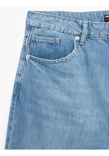 Koton Pamuklu Normal Bel Cep Detaylı Vintage Straight Fit Jean Pantolon Açık İndigo 6wam40091nd Açık İndigo
