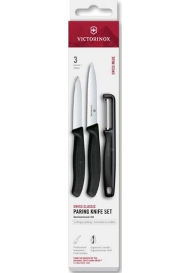 Victorinox 6.7113.33 Swiss Classic 3lü Bıçak Ve Soyacak Set, Siyah Renkli