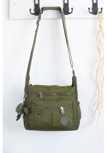Krinkıl / Klinkır Su Geçirmez Kumaş Çok Gözlü Çapraz Kol Ve Omuz Postacı Çantası Haki 9507 Haki