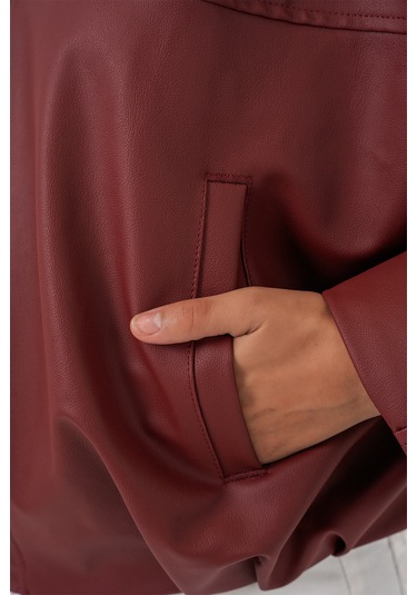 Kadın Oversize Deri Ceket 1055 - Kiremit Kıremıt