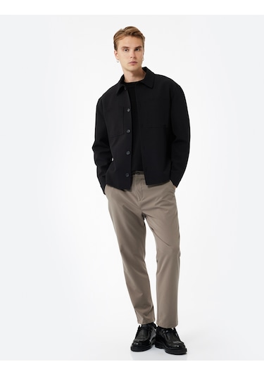 Koton Slim Fit Cep Detaylı Düğmeli Esnek Kumaş Pantolon Vizon 6wam40084hw Vizon