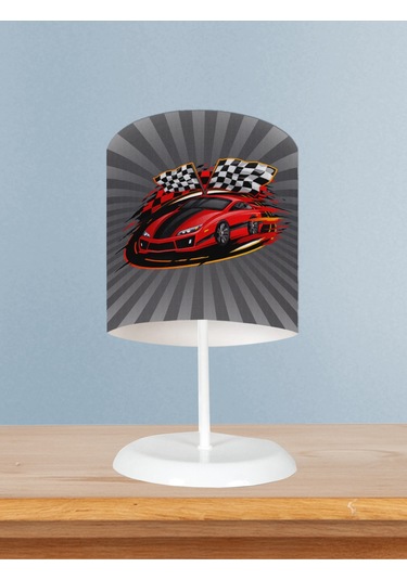 Mekta Home Bebek Ve Çocuk Odası Kırmızı Mcqueen Desenli Abajur