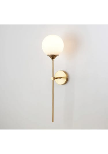 Modern Tasarım Aç Kapa Butonlu Pilli Aplik Duvar Beyaz Opak Beyaz Camlı Aplik Eskitme Gold Eskitme