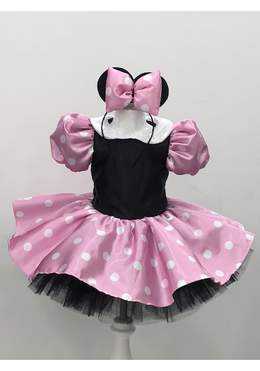 Minnie Mouse Kız Çocuk Pembe Doğumgünü Elbisesi&Parti Kostümü Pembe