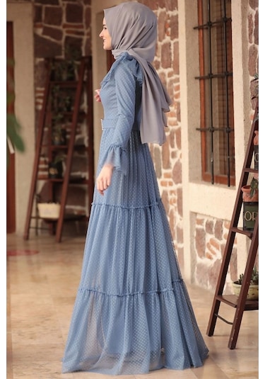 Amine Hüma Damla Elbise Indigo