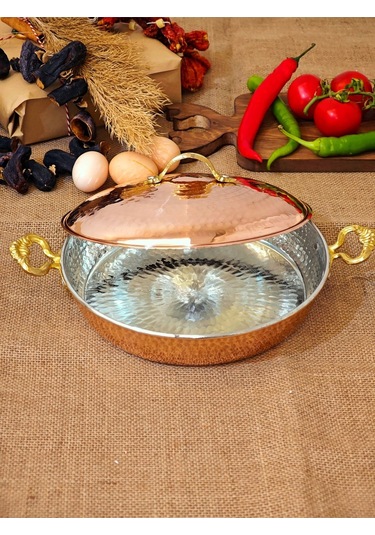 Modabakır Bakır Kapaklı Tava 20 Cm Model:5655s Bakır
