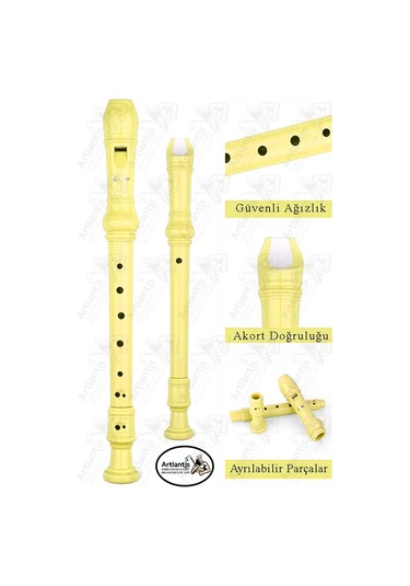 Flüt Blok 1 Adet Helvacıoğlu Renkli Blok Flüt Abs Plastik 3 Parça Kaliteli Net Ve Yüksek Ses Kalitesi Fülüt Sarı