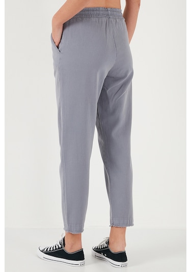 Lela Pamuklu Normal Bel Regular Fit Düz Paça Bayan Pantolon 668Yp42282S4 Gri
