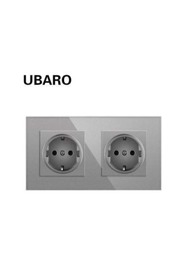 Gri Avrupa Standardı Priz Tipi Çift Priz Temperli Cam Panel 250v Priz Yeni Gizli Duvar Prizi A2