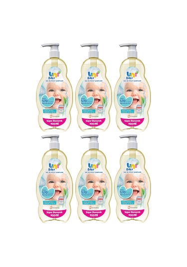 Uni Baby Bebek Saç Ve Vücut Şampuanı 900ml Klasik Pompalı 6lı