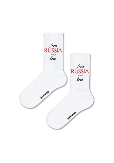 Mysocks From Russia With Love Baskılı Çoraplar 343916425 Beyaz