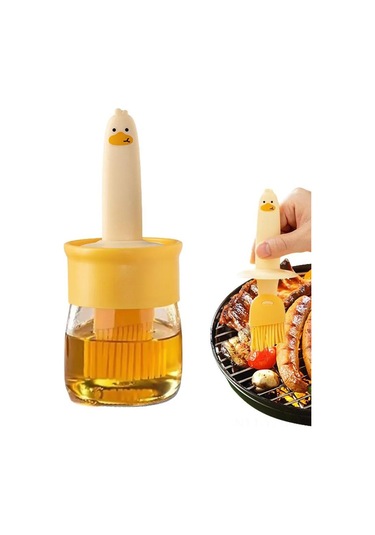 Yuntech01 Glasya Gıda Seviyesi Silikon Fırçalı Yağ Dağıtıcı - Isı Dayanıklı, Dışarıda Barbekü Ve Piknik İçin, Beyaz Çok Renkli