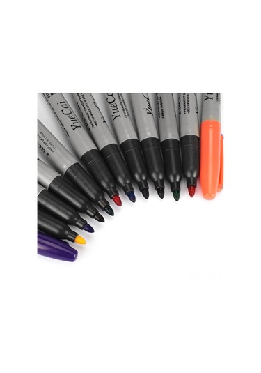 Teltree 12 Renkli Su Geçirmez Dövme Kalemi - Hızlı Kuruyan Cilt Tasarımı İçin