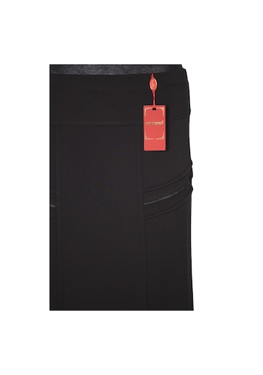 Hesna Kadın Hazan Krep Yanı Biyeli Astarlı Lastikli Siyah Etek Siyah