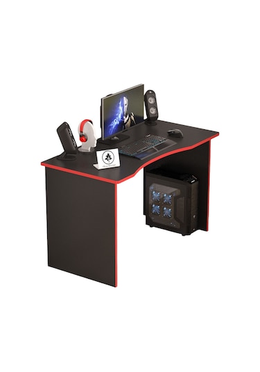 Eğri Kenar Oyuncu Masası Gamer Masası 120x60 Cm Siyah