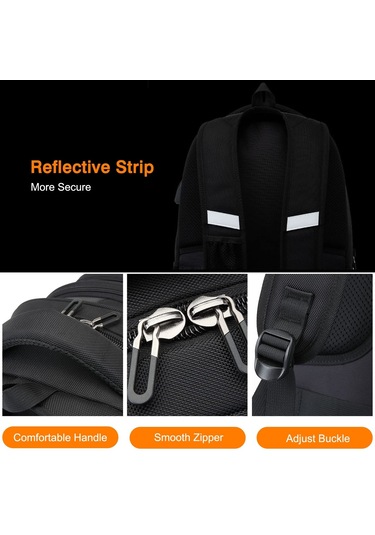 Dizüstü Bilgisayar Sırt Çantası, Erkek Okul Çantası, Usb Şarj Siyah