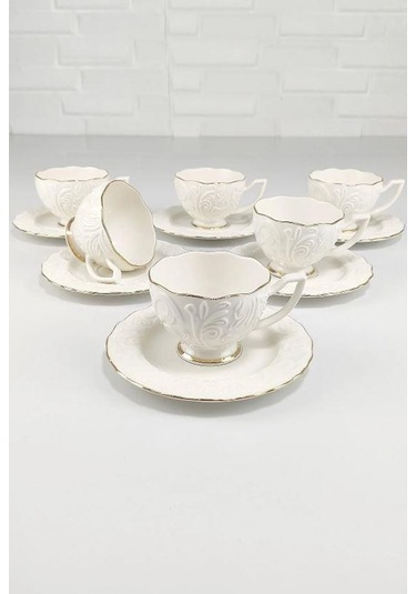 Rossel Premium Yaldızlı Bone Porselen Kahve Fincan Takımı Rosen-100 62612
