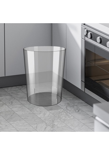 Suntek Çöp Sepeti Şeffaf Minimalist Çöp Kovası Tuvalet Gri