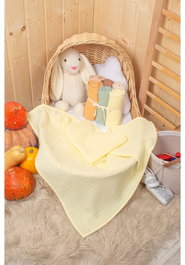 Unisex Renkli Pamuk 6lı Çok Amaçlı Müslin Bez Kahverengi