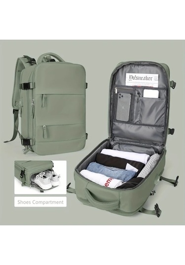 Sandwich Asker Yeşili Motion003 Küçük Nylon Seyahat Sırt Çantası Geniş Kapasite Laptop Cebi Ayakkabı Cebi Çok Cepli Haki Yeşil Haki