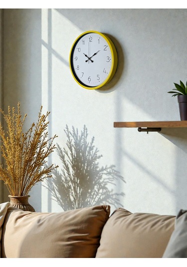 36 Cm Standart Sarı Duvar Saati Renkli 10993288