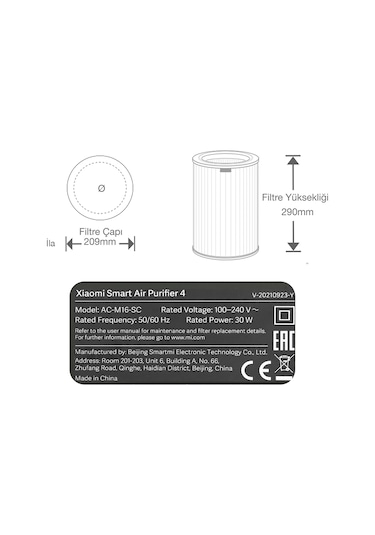 Xiaomi Smart Air Purifier 4 Filtre Yeşil Formaldehit