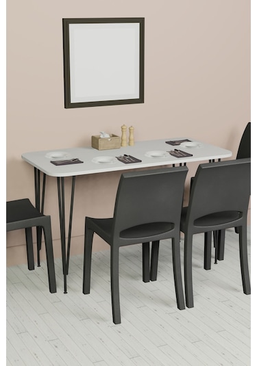 Feza Yemek Masası 60x120 Yemek Masası, Çalışma Masası, Bilgisayar Masası Beyaz