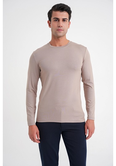 Ts 870 T-shırt Slim Vizon Casual Vizon