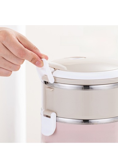 Youtek 2 Katlı Dairesel Yemek Kutusu, 201 Çelik Malzeme, Leakproof Isı Saklama, Bölmeli Pratik Öğle Yemeği Kutusu, Günlük Kullanıma Uygun Diğer