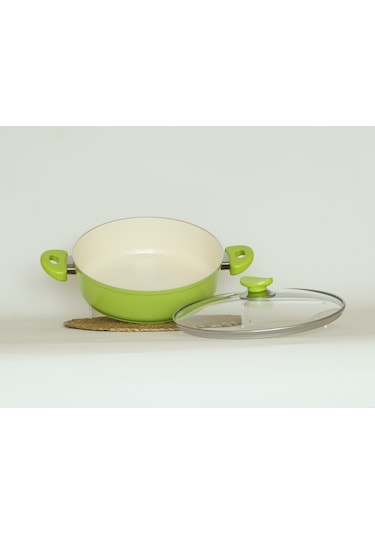 Bonera Seramik 28 Cm Karnıyarık Tencere Yeşil Yeşil