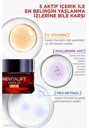 L'Oreal Paris Revitalift Laser X3 Gkf 20 Yaşlanma Karşıtı Bakım Kremi 50 ML