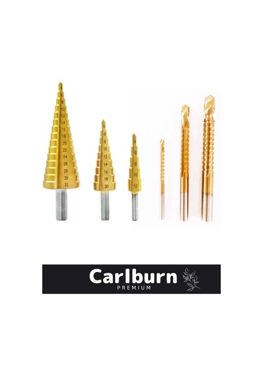 Özel Üretim Çift Yiv Sistemli Çatlatmadan Kesim Kademeli Matkap Ucu Sac Delme 6 Parça Panç Seti